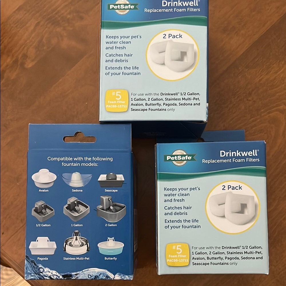 NEW 3 PetSafe Drinkwell Replacement Foam Filters - 2 Pack, White